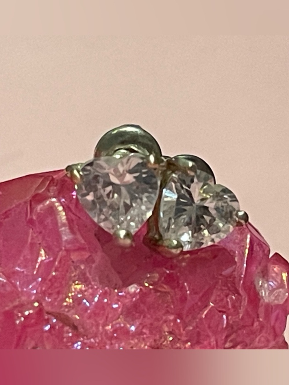 Cubic Zirconia Pierced Heart Earrings #9056